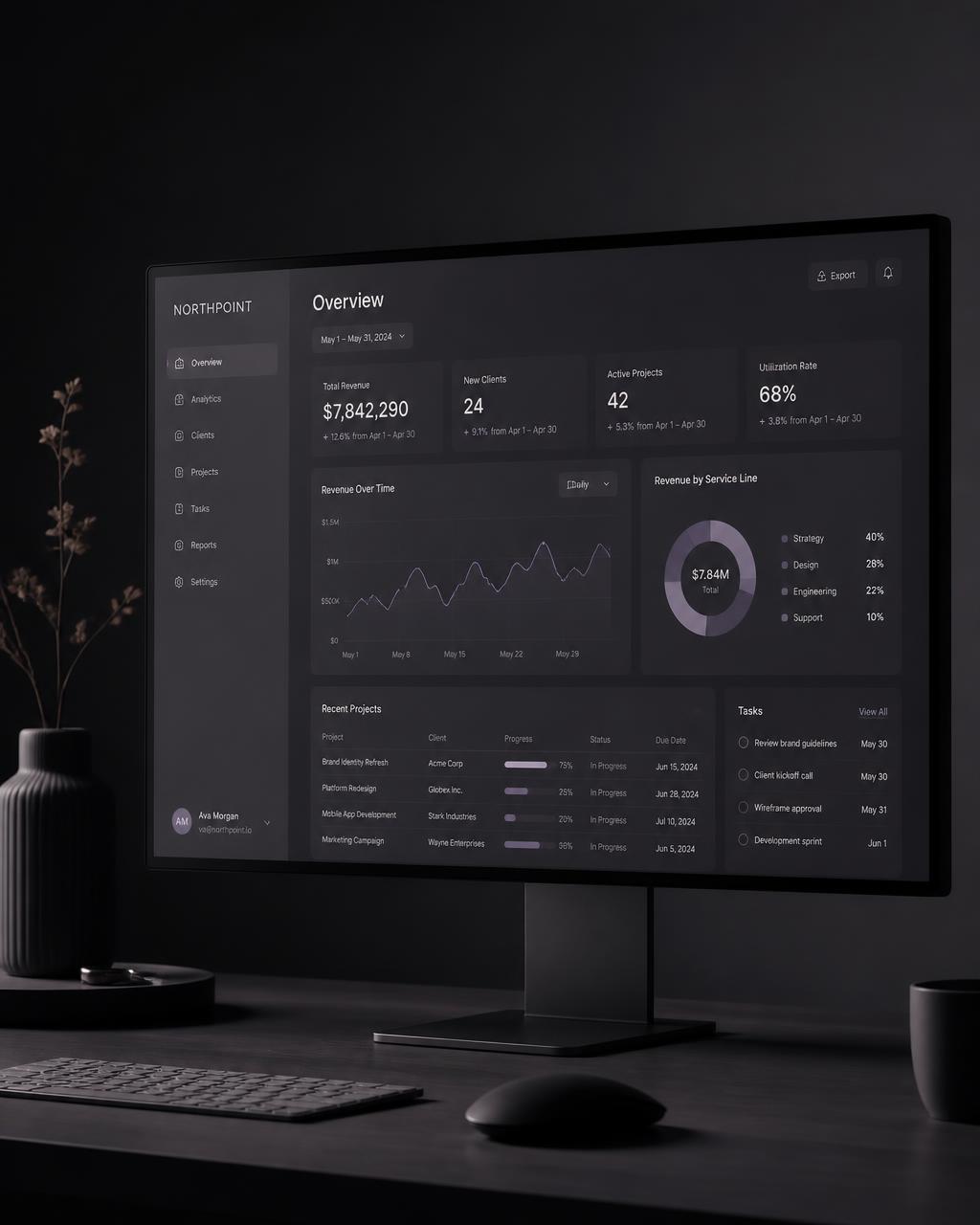 Abstract render of a redesigned B2B dashboard interface